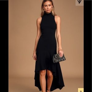 Sleeveless black high low dress